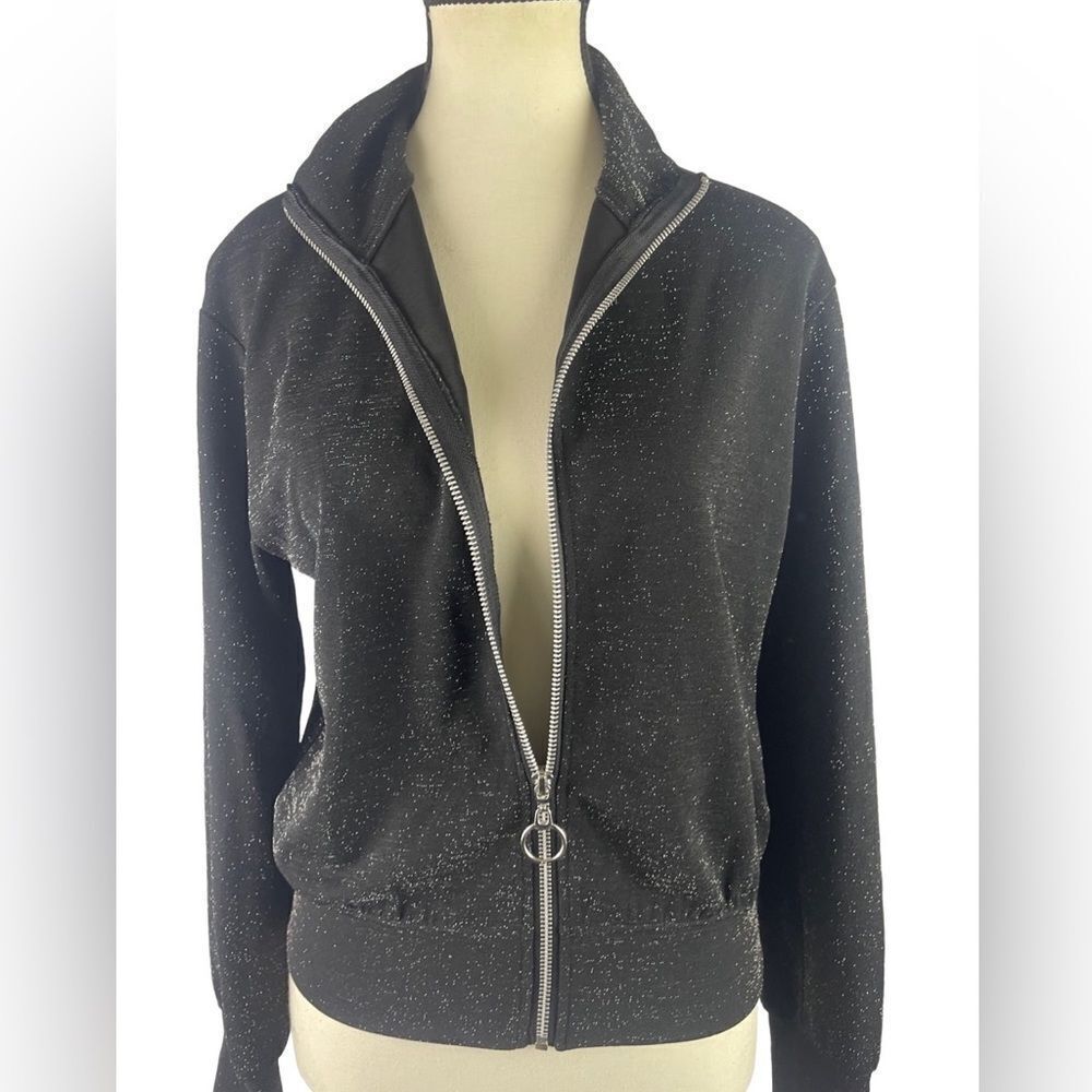 Wild Fable Y2K style track zip up sparkly jacket mustard yellow stripes s sz XS‎ - Picture 3 of 11